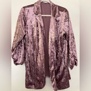 Moa Moa Plush Velvet Blazer in Soft Pink